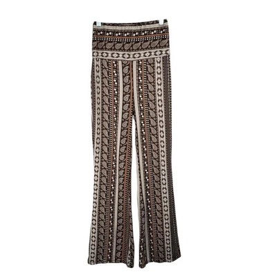 Shosho Brown Aztec Paisley Floral Stripe Flared T-Shirt Legging Pants Small  - Image 1 of 4