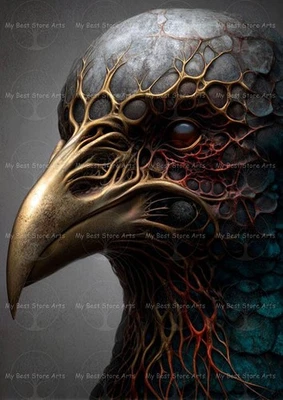 Dark Surreal Crow 艺术印刷品,幻想乌鸦家居装饰,哥特式鸟花海报 — 第 1/2 张图片