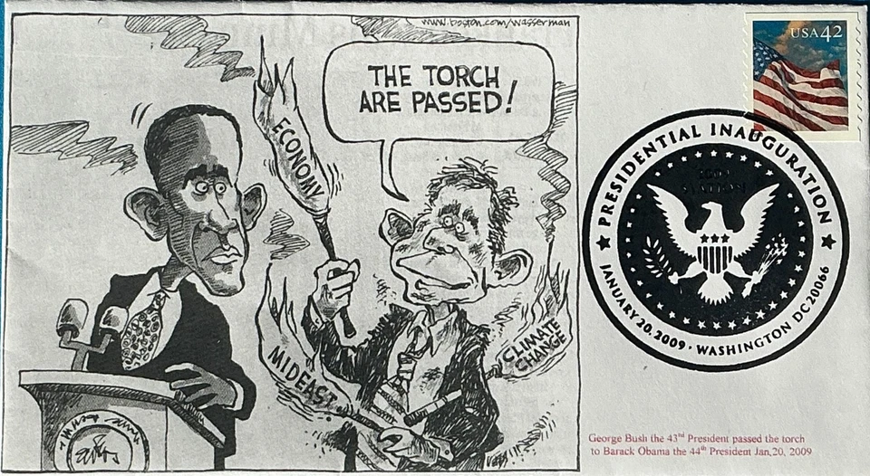 GG (Gary Gozemba) Cachet Inauguration Day 2009 Barrack Obama The Torch is Passed - Image 1 of 1