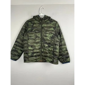GAP Kids Large Camo Puffer Jacket Hooded Lightweight Zip Up Green Camouflage - Bild 1 von 6