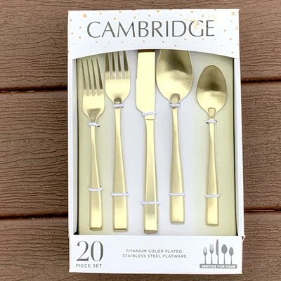 Cubiertos Cambridge enchapados en color titanio SS Samira champán satinado 20 piezas *NUEVOS * Foto 1 de 4
