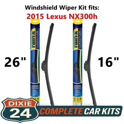 Rain-X Longitude Windshield Wiper Kit fits: 2015 Lexus NX300h (26" & 16") Foto 1 de 4
