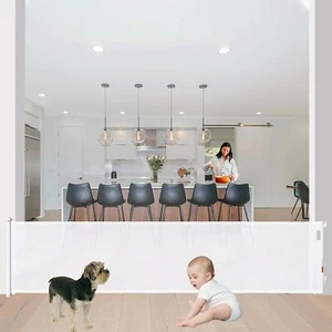 Retractable Baby Safety Gate 137" Extra Wide Pet & Child Barrier Indoor Outdoor - Picture 1 of 10