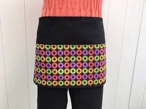 Delantal de cintura camarera servidor de alimentos negro brillo 3 bolsillos restaurante - Imagen 1 de 4