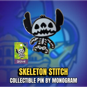 NEW ON CARD! Disney Skeleton STITCH Metal Enamel Pin! By MONOGRAM - Picture 1 of 3