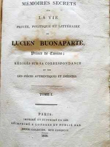 C1 NAPOLEON - MEMOIRES de LUCIEN BONAPARTE EO 1818 Complet 2 Tomes RELIE Rare - Picture 1 of 5