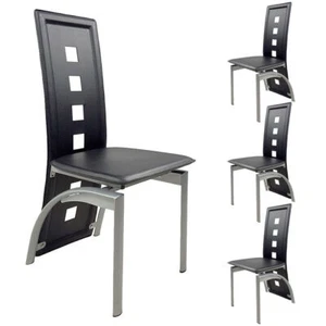 Set of 4 Dining Chairs with High Back Modern Leather Kitchen Chair Dining Room - Picture 1 of 6