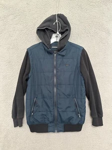 RVCA Boys Puffer Jacket Size Large Blue Polyester Boys Fit Hooded Full Zip - Picture 1 of 5