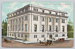 Postal Kansas City Missouri Masonic Temple 9th & Harrison Streets autos antiguos - Imagen 1 de 2
