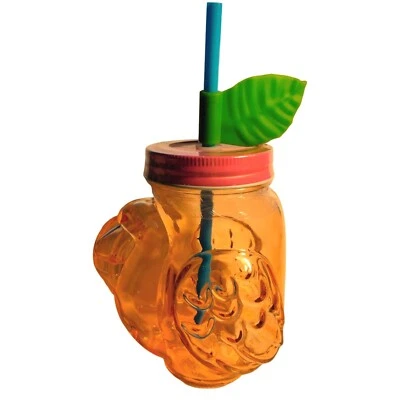 Vaso Flamenco Rosa Hoja Tapa Pajita Tropical Costero Tiki Foto 1 de 4