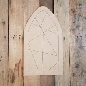 Mosaico de vitral de ventana alta con forma de madera, arte grabado pintura artesanal por línea - Imagen 1 de 1