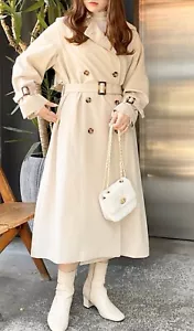 New Women's INGNI Double Breasted Belt Removable Sleeves Trench Coat M fits S-L - Picture 1 of 6