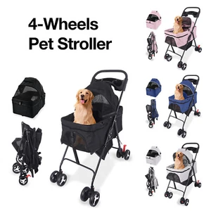 3-in-1 Pet Stroller Foldable Dog Cat Travel Carrier with Cover & Storage Basket - Picture 1 of 13
