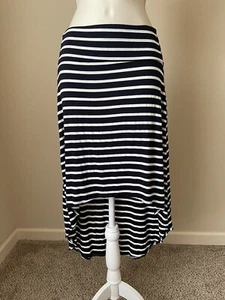 I Love Pinc Juniors Blue/White Striped Lightweight Asymmetrical Midi Skirt s XL - Picture 1 of 9