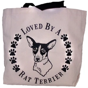 Loved By A Rat Terrier Tote Bag New MADE IN USA - Picture 1 of 3