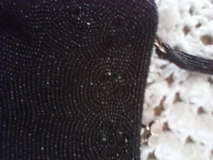 Japan Antique Vintage Black Beaded Evening Bag Kiss Close Clutch Estate Find - Picture 1 of 8