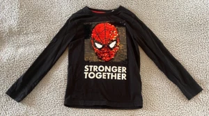 H&M Boys MARVEL Stronger Together Sequined Spiderman Long Sleeve Shirt Size 6X/7 - Picture 1 of 9