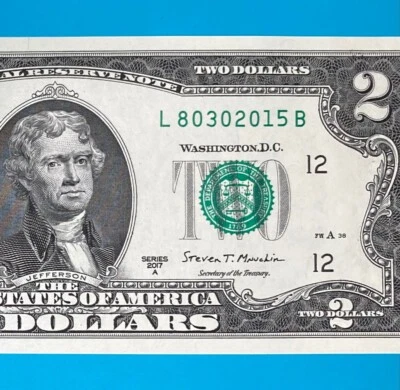 August 3, 2015 (L 80302015 B) BIRTHDAY Note $2 Two Dollar Bill *UNC* (8_3_2015) - Image 1 of 4