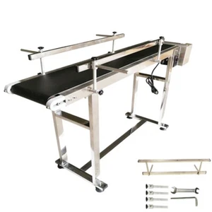 Two Guardrail 47.2"*7.8" PVC Belt Conveyor Machine Shipping Tool 110V Save Power - Picture 1 of 7