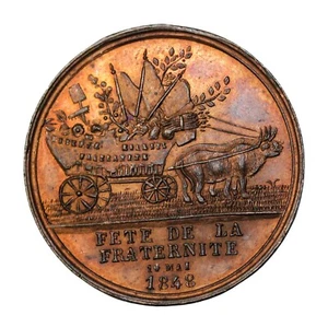 France 1848 French Revolution Mule Token Medal Courage And Discipline - Picture 1 of 2