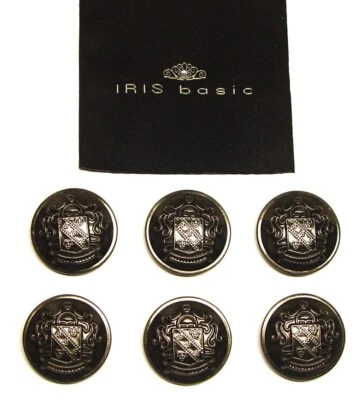 IRIS BASIC Replacement Buttons 6 Dark Silver Light Weight Buttons Fair Used Cond - Image 1 of 4