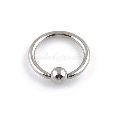 18G 16G 14G Solid Titanium Ball Closure BCR Captive Bead Ring Ear Daith Nose - Image 1 of 2