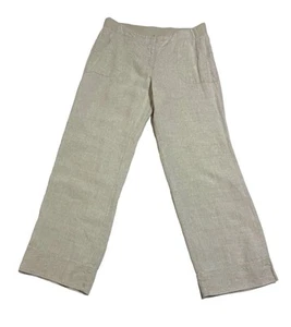 J Jill Women’s Pants Linen Size 8 Wide Leg Beige Linen Crop Summer Vacation - Picture 1 of 8
