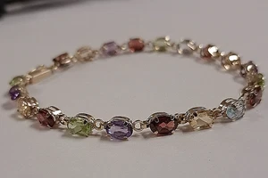 Clyde Duneier 10K Yellow Gold Multi-Colored Stone Bracelet 4.64gr - Picture 1 of 12