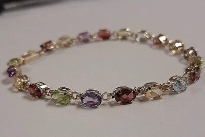 Браслет из желтого золота 10 карат с разноцветными камнями Clyde Duneier 4,64 г - Изображение 1 из 4