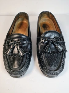 Johnston & Murphy Herren Größe 10W Schwarz Leder Quaste Halbschuhe Hergestellt in Italien - Bild 1 von 7