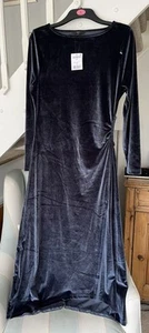 NEXT Grey Blue Velvet Maxi Dress Size 16 - Picture 1 of 6