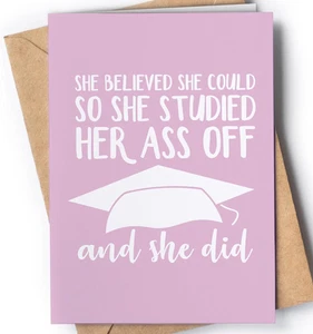 Funny and Original Graduation Card for Her with Envelope | Inspirational Card... - Picture 1 of 12