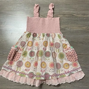 EUC Matilda Jane Pink Smocked Summer Eyelet Dress, 4T, Item 21008D - Picture 1 of 5