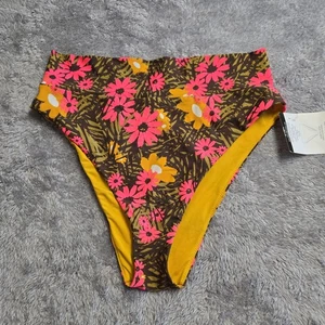 Parte inferior de bikini Aerie XL multicolor floral descarado tiro alto nueva con etiquetas - Imagen 1 de 5
