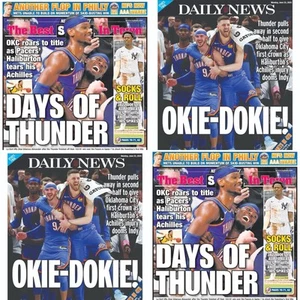 OKC Thunder NBA CHAMPS 2025 Oklahoma City Indiana Pacers 2 NY Newspapers Post DN - Picture 1 of 4