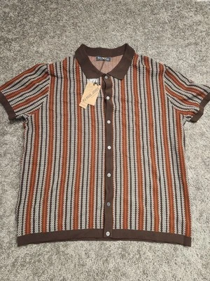 Camisa Polo PJ Paul Jones Para Hombre Estilo Vintage Retro Tejido Estilo Rayas 2XL Foto 1 de 4