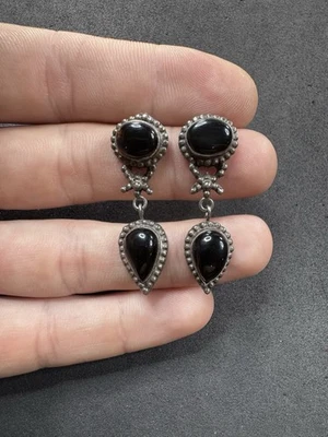 Lote de aretes colgantes vintage de ónix negro 925 de plata de ley de 10,5 g I Foto 1 de 4
