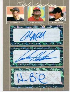 2007 Homer Bailey Triple Autograph Auto Adam Miller Luke Hochevar 4/25 Rookie RC