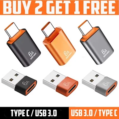 6A USB OTG Adapter USB 3.0 A Male To Type C Female Converter Fast Charger 120W - Image 1 of 4