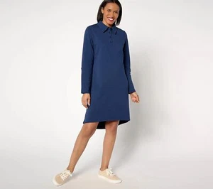 Sport Savvy Size XL Regular Roll Sleeve Henley Polo Dress MIDNIGHT BLUE A645031 - Picture 1 of 1
