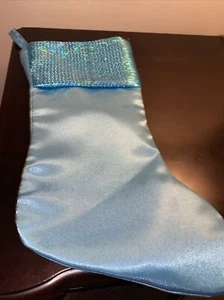 AQUA SATIN CHRISTMAS STOCKING WITH SEQUIN CUFF - Bild 1 von 4