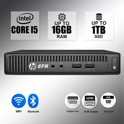 HP Micro Desktop Computer PC i5, Up to 32GB RAM, 1TB SSD, Windows/Ubuntu WiFi - Image 1 of 4