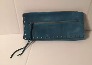 Banana Republic clutch purse teal suede - Picture 1 of 6