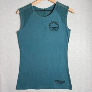 Harley-Davidson Mesh Shoulder Teal Sleeveless Graphic Arkansas Women's M - Picture 1 of 11