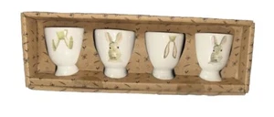 Rae Dunn Easter Egg Holders Cups Easter Bunny Rabbit Ears Spring Set of 4 New - Picture 1 of 12