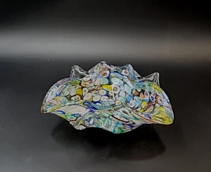 Millifiori Art Glass Ashtray Trinket Dish Polished Base No Signature No Sticker - Picture 1 of 16
