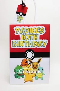 pokemon treat bags, goodie bags, favors, birthday decor, personalized, pikachu - Picture 1 of 2