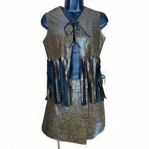 Conjunto de minifalda recortada con flecos de cuero serpiente vintage años 60 GOGO Goth Mod RARA - Imagen 1 de 18