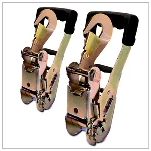 2 pack 2" Rubber Grip Ratchets w/ Snap Hook fits Chevron Flatbed D Ring Trailer - Picture 1 of 1