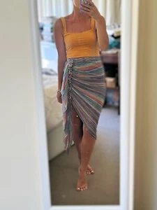 SHEIKE Rainbow Metallic Pleated Skirt 8 EUC - Picture 1 of 6